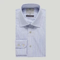 Blue Graph Check Button Cuff Classic Shirt