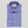 Blue And Sky Check Button Cuff Classic Shirt