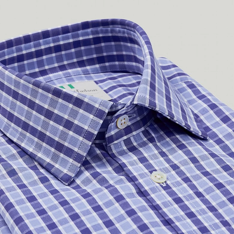 Blue And Sky Check Button Cuff Classic Shirt - Image 2