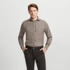 Brown Herringbone Cotton Casual Shirt