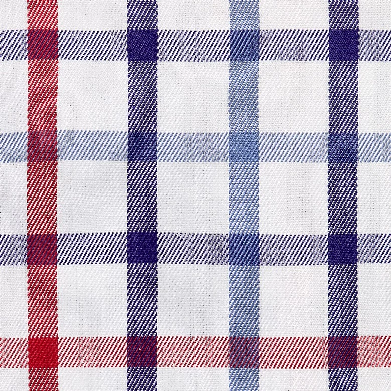 Navy And Red Check Button Cuff Classic Fit Shirt - Image 3