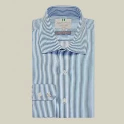 Blue Bengal Stripe Button Cuff Slim Fit Shirt