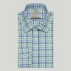 Blue And Green Check Button Cuff Classic Fit Shirt