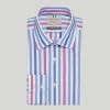 Blue And Damson Stripe Button Cuff Classic Fit Shirt