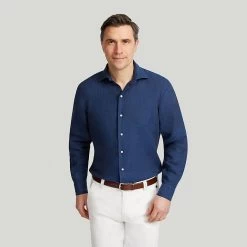 Navy Washed Linen Shirt