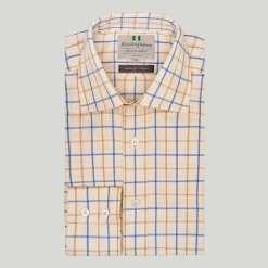 Sky Blue And Tan Check BC Classic Fit Shirt