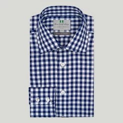 Navy Large Gingham Check BC Classic Fit Shirt