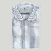 Navy And Green Check Button Cuff Classic Fit Shirt
