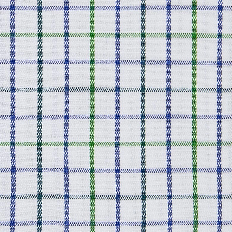 Navy And Green Check Button Cuff Classic Fit Shirt - Image 2