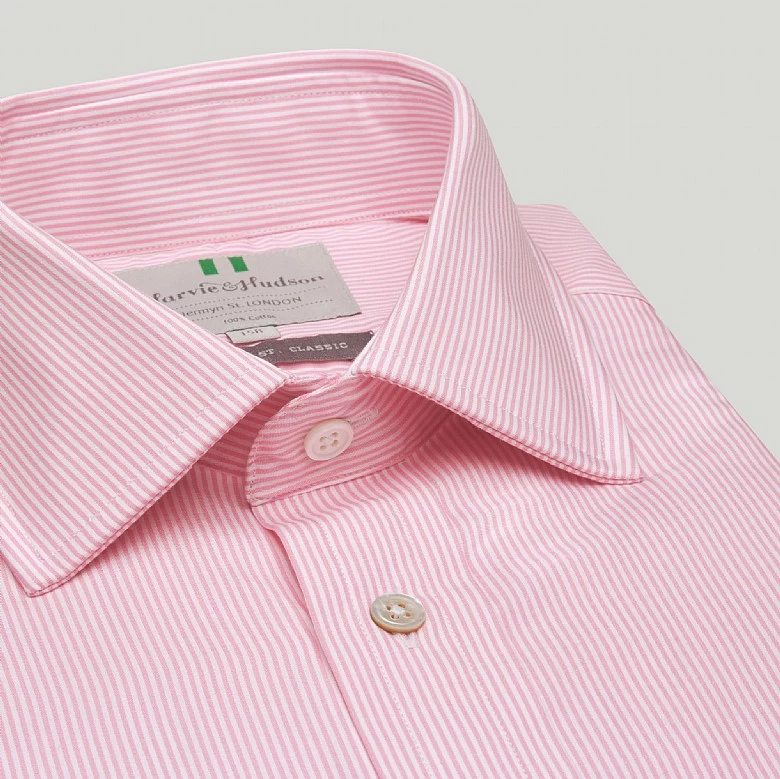 Pink Fine Stripe Double Cuff Classic Fit Shirt - Image 3