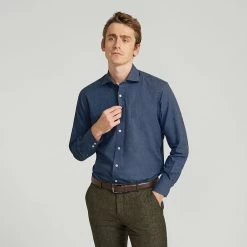 Mid Blue Pure Cotton Casual Shirt