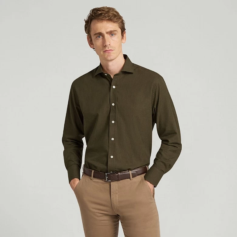 Mid Green Pure Cotton Casual Shirt