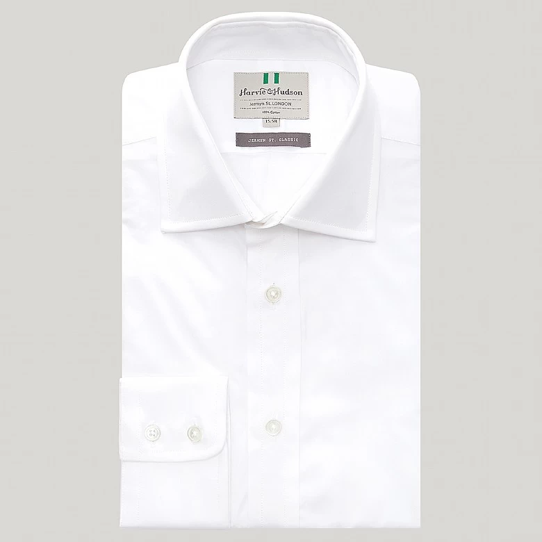 White Plain Poplin Button Cuff Shirt - Image 2