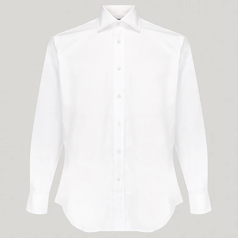 White Plain Poplin Button Cuff Shirt - Image 4