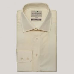 Cream Plain Poplin Button Cuff Shirt