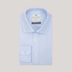 Blue End On End Button Cuff Shirt