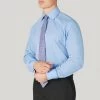 Azure Plain Poplin Double Cuff Shirt