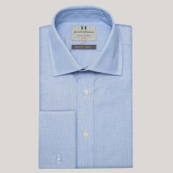Blue End On End Double Cuff Shirt