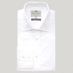 White Fine Twill Button Cuff Shirt