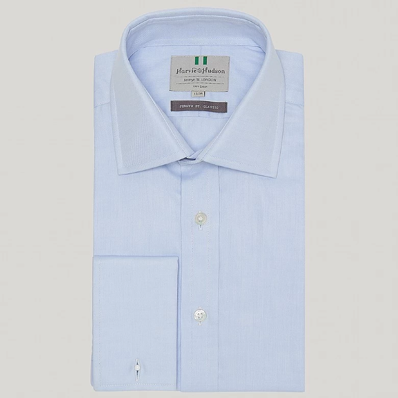 Blue Fine Twill Classic Double Cuff Shirt - Image 3