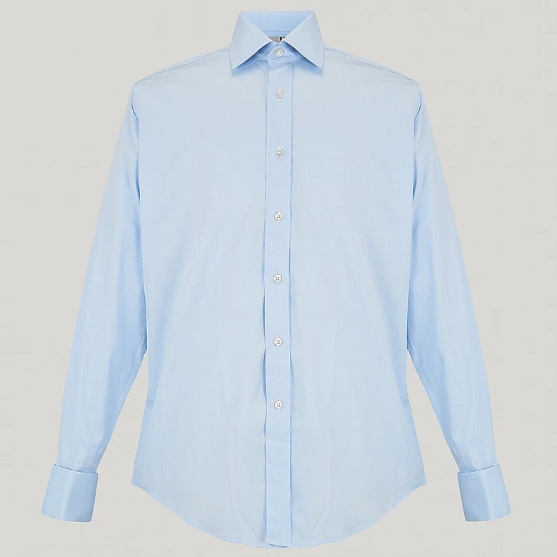 Blue Fine Twill Classic Double Cuff Shirt - Image 4
