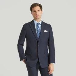 Navy Hopsack Wool Suit