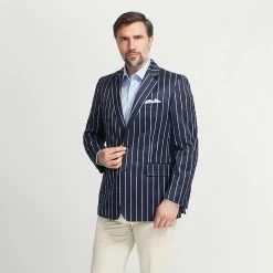 Navy With Sky Stripe Boating Jacket