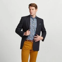 Dark Navy Herringbone Lambswool Jacket