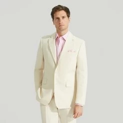 Cream Plain Linen Jacket