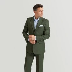 Dark Green Plain Linen Jacket