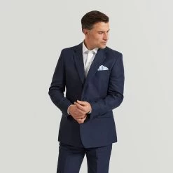 Navy Plain Linen Jacket