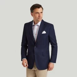 Navy Textured Wool Jacket