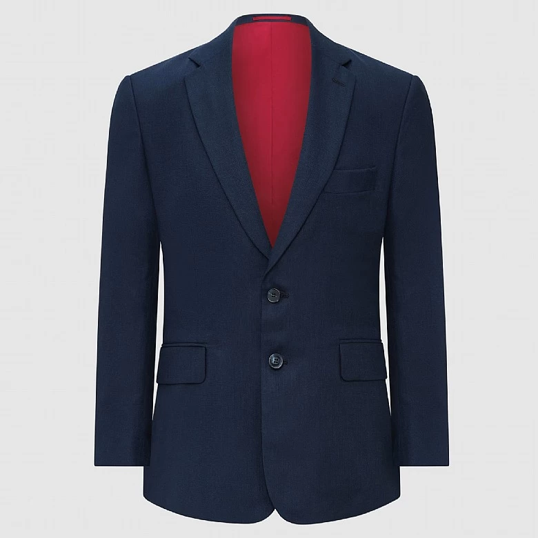 Blue Herringbone Wool And Linen Jacket - Image 7