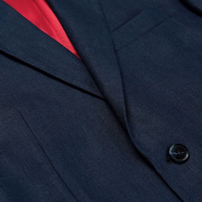 Blue Herringbone Wool And Linen Jacket - Image 8