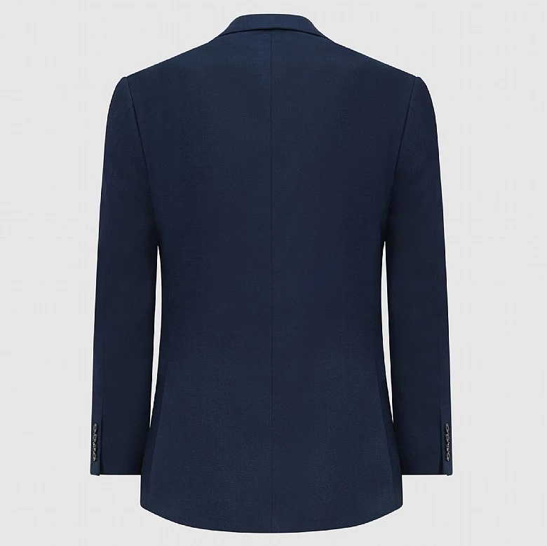 Blue Herringbone Wool And Linen Jacket - Image 9