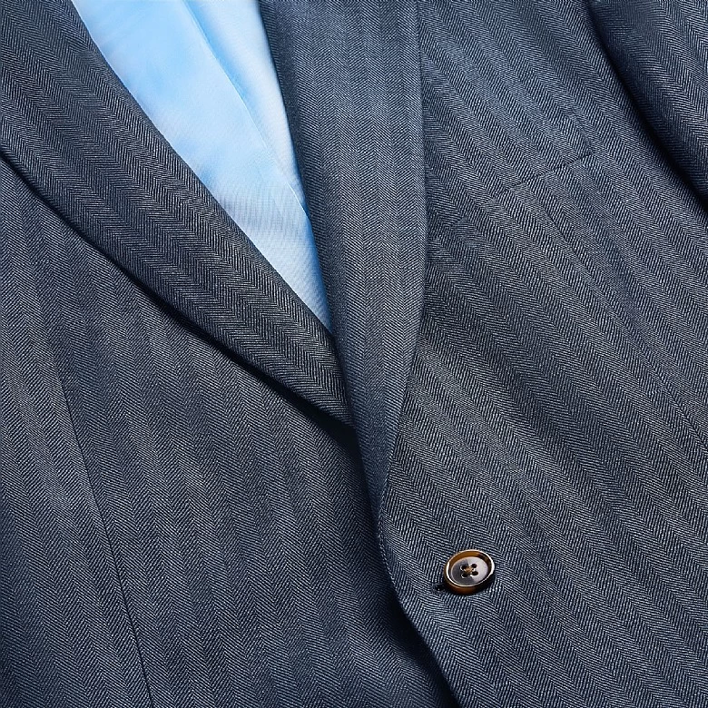 Blue Herringbone Wool And Linen Jacket - Image 4