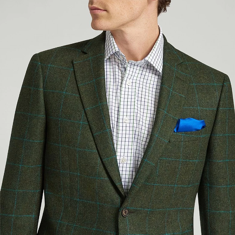 Dark Green Lambswool Check Jacket - Image 2