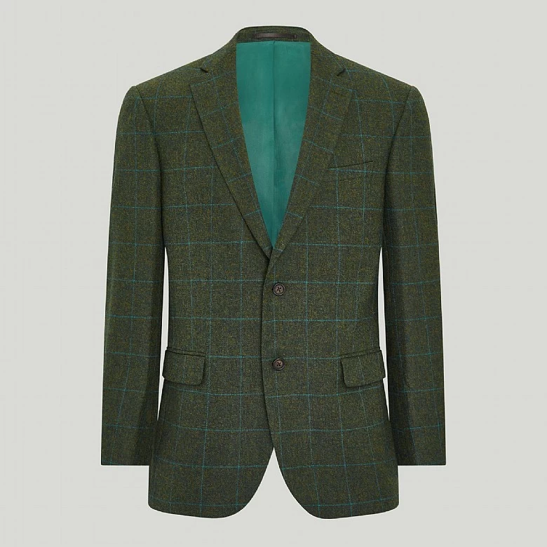 Dark Green Lambswool Check Jacket - Image 3