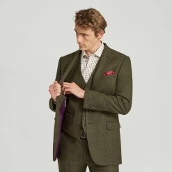 Mid Green Lambswool Check Jacket