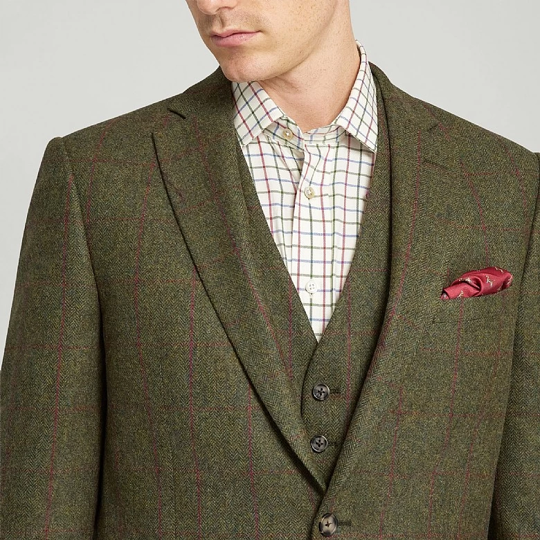 Dark Green Lambswool Check Jacket - Image 8