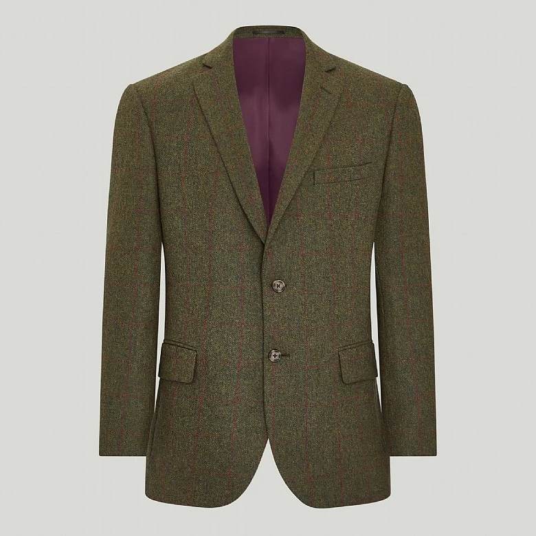 Dark Green Lambswool Check Jacket - Image 9