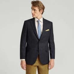 Navy Lambswool Check Jacket