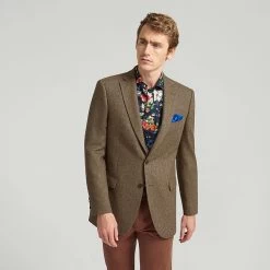 Brown Herringbone Lambswool Jacket