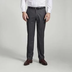 Grey Flannel Wool Unfinished Trousers