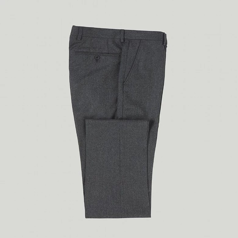 Grey Flannel Wool Unfinished Trousers - Image 3