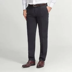 Navy Meyer Cotton Tailored Trouser
