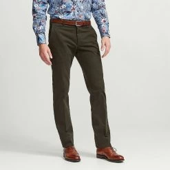 Dark Green Cotton Unfinished Trousers