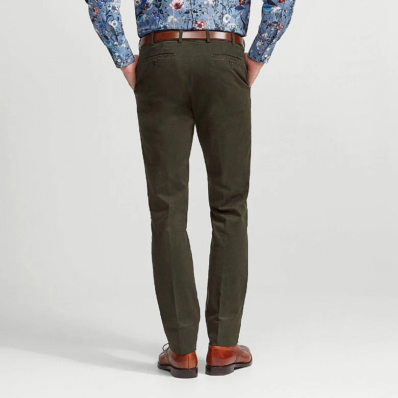 Dark Green Cotton Unfinished Trousers - Image 2