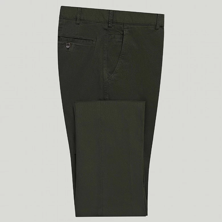 Dark Green Cotton Unfinished Trousers - Image 3