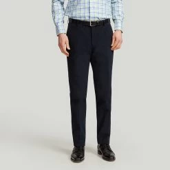 Navy Smart Unfinished Cotton Trouser